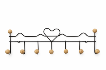 מתלה קיר מעוצב 7 ווים – דגם לב